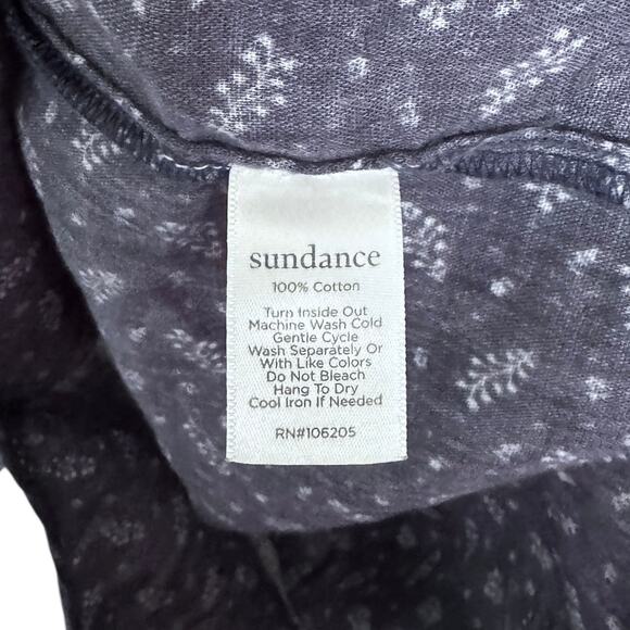 Sundance Nola Ruffle Cotton Long Sleeve Button Up Blouse in Navy Size S - Picture 6 of 6